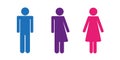 Colorful set of restroom icons including gender neutral icon pictogram