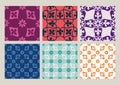 Colorful set of seamless floral patterns vintage backgrounds Royalty Free Stock Photo