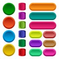 Colorful set of square, round and rectangular rounded button. Vector Royalty Free Stock Photo