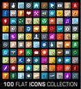 Colorful Set of 100 universal flat modern icons