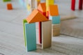 Eco-friendly toys for young children. Colorful cubes.