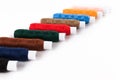 Colorful sewing bobbin thread.