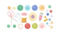 Colorful Sewing Buttons, Scissors, and Thread, Crafting Accessories, vector design Generative AI Royalty Free Stock Photo