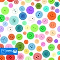 Colorful Sewing Buttons Seamless Pattern. Vector