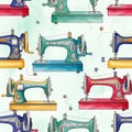 Colorful Sewing Machines Pattern Design Royalty Free Stock Photo