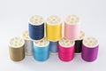 Colorful sewing thread spool isolated on white background Royalty Free Stock Photo