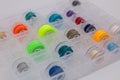 Colorful Sewing Thread Spools in Plastic Organizer Box Royalty Free Stock Photo