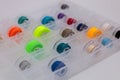 Colorful Sewing Thread Spools in Plastic Organizer Box Royalty Free Stock Photo