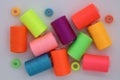 Colorful Sewing Thread Spools on Table Royalty Free Stock Photo