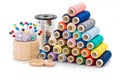 Colorful sewing threads and other sewing accessories