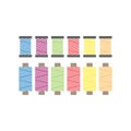 Colorful sewing threads on spools vector set. Spool thread icons.