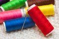 Colorful sewing threads in the studio close-up Royalty Free Stock Photo