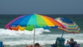 Colorful shade umbrellas on the beach