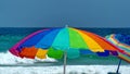 Colorful shade umbrellas on the beach