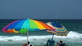 Colorful shade umbrellas on the beach