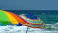 Colorful shade umbrellas on the beach