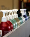 Colorful shampoo bottles