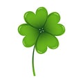 Colorful shamrock leaf with four leaves, symbol of St. Patrick\'s Day. Illustration, icon Royalty Free Stock Photo