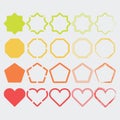 Colorful shape icons in different colors and designs set Royalty Free Stock Photo