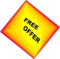 Colorful Shape web  button with text free offer inside illustration Royalty Free Stock Photo