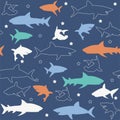 Colorful Shark Seamless Print Pattern