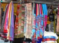 Colorful textiles fabrics market shop, Old Jaffa, Tel Aviv Royalty Free Stock Photo