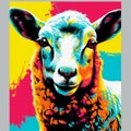 Colorful Sheep Art Print In Pop Art Style