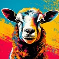 Colorful Sheep Head Illustration In Pop Art Style Royalty Free Stock Photo