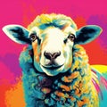 Colorful Sheep Painting In Pop Art Style