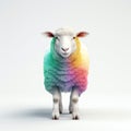 Colorful single sheep with white background