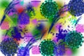 Colorful Sheet With Depictions of Virus Cells Royalty Free Stock Photo