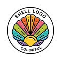 Colorful Shell Monoline Logo Vector Vintage illustration Emblem Design badge illustration Symbol Icon Royalty Free Stock Photo