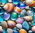 colorful shells and sea pebbles