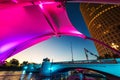 Colorful shelter in Tampa riverwalk at night Royalty Free Stock Photo