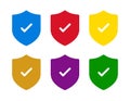 Colorful shield check icons for security verification trusted protection branding and design Royalty Free Stock Photo