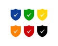 Colorful shield checkmark icons for security verification trusted protection branding and design Royalty Free Stock Photo