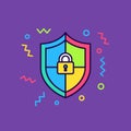 Colorful Shield with Padlock - Security and Protection Concept Royalty Free Stock Photo
