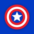 Colorful shield with a star. Shield, emblem captain america. Blank superhero badge. Vector