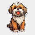 Colorful Shih Tzu Dog Sticker - Cartoon Style With Multidimensional Shading