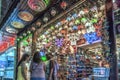 huge selection of lamps in the shop in the turkish bazaar