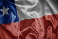 colorful shining big national flag of chile on a silky texture Royalty Free Stock Photo