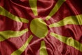 colorful shining big national flag of macedonia on a silky texture Royalty Free Stock Photo