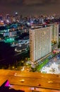Colorful shining city panorama Bangkok by night skyscrapers of Thailand Royalty Free Stock Photo
