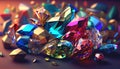 Colorful shining crystals jewels diamonds