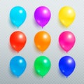 Colorful Shiny Balloons on Transparent Background