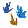 Colorful shiny bright crystals pack set. orange, blue, isolated on white Royalty Free Stock Photo