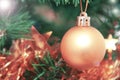 Colorful shiny Christmas toys balls on the tree for the new year holiday Royalty Free Stock Photo