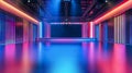 Colorful shiny dance floor illuminated with led lights, shining lights, large stage with screen. Royalty Free Stock Photo