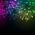 Colorful shiny realistic fireworks background