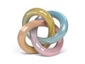 Colorful shiny torus knot on white background.